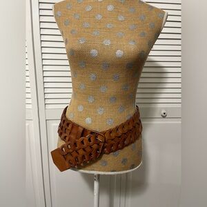 Vintage leather Monserat De Lucca Wide Belt Sz Small brown